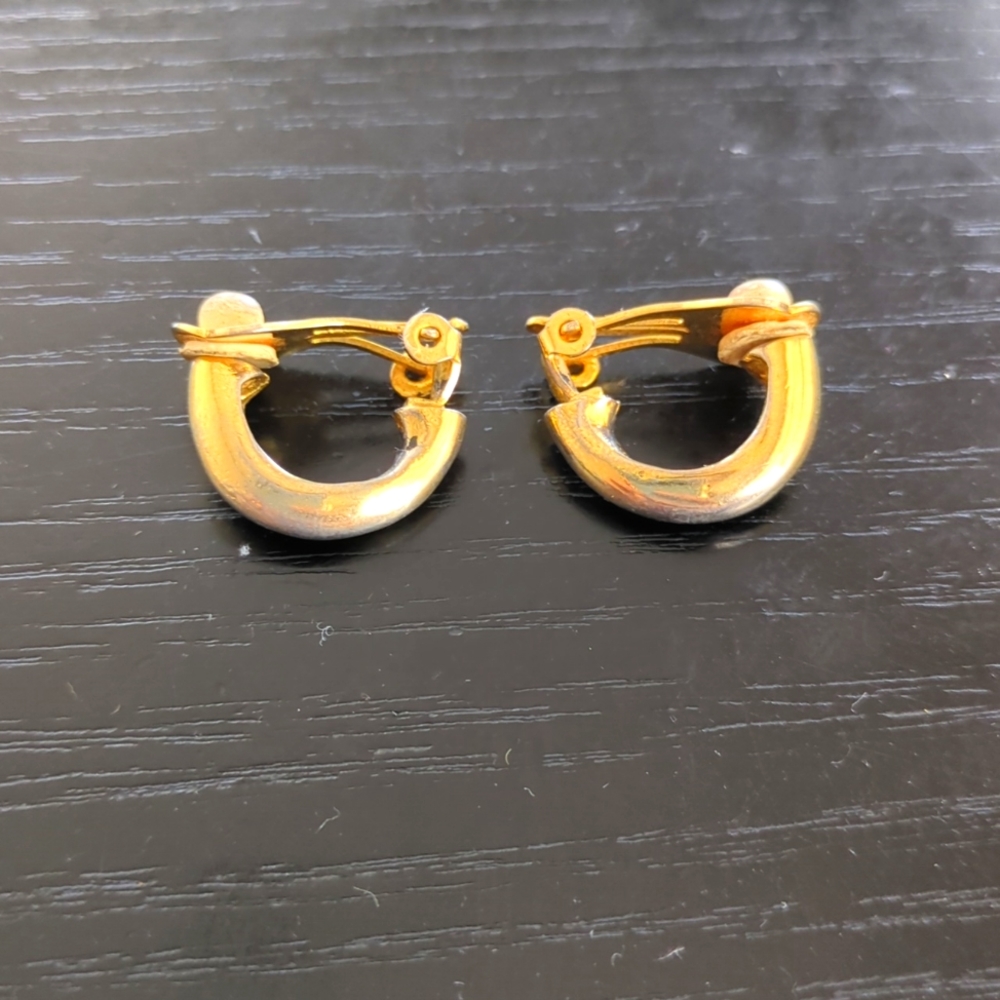 Gold tone half hoop clip-on earrings